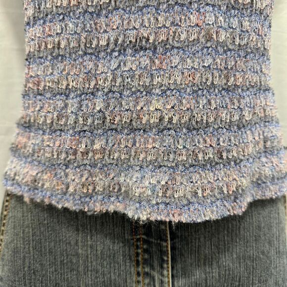 Vintage 90s Star CCC textured knit pastel sleeveless top square neck USA size L - Picture 4 of 8